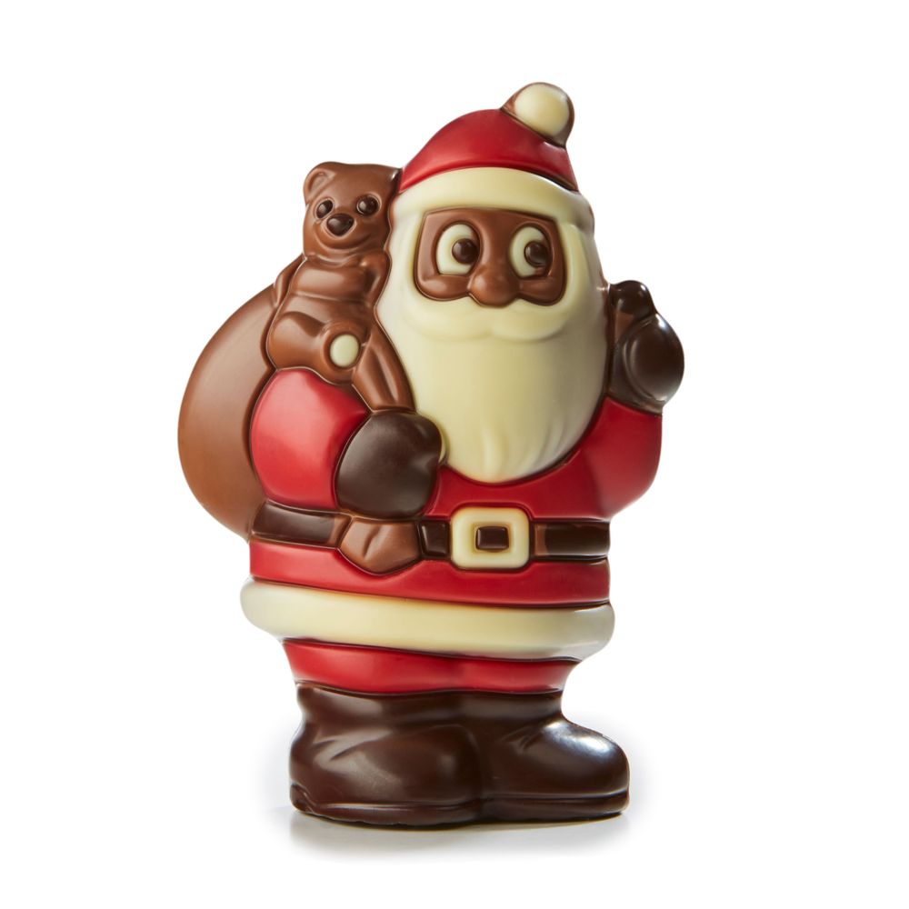 Chocolate Santa With Bear and Bag
